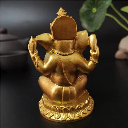 Gold Ganesha Statue | Resin Hindu Elephant God Figurine | Home & Spiritual Decor AEX