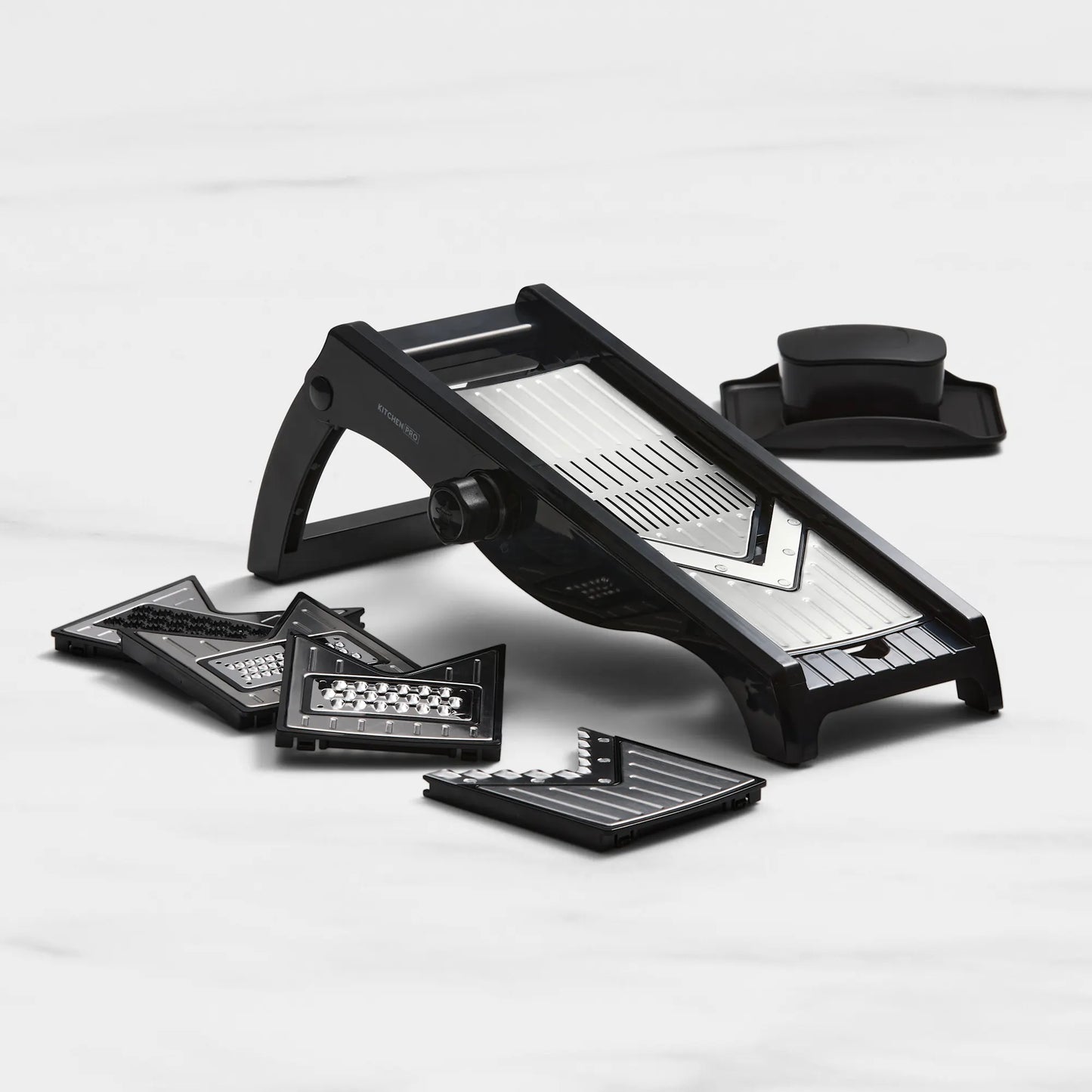 Kitchen Pro Prep Stainless Steel Mandoline Slicer – Black | 6 Interchangeable Blades