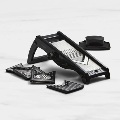 Kitchen Pro Prep Stainless Steel Mandoline Slicer – Black | 6 Interchangeable Blades