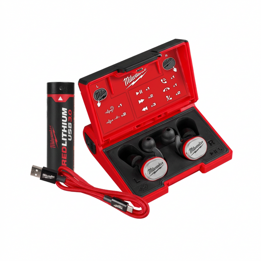 Milwaukee REDLITHIUM USB Bluetooth headphones 3.0Ah kit L4RLEPB301
