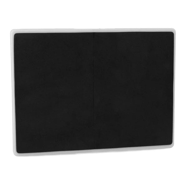 A black rectangular mat with rounded corners and a white border, shown against a plain white background.
