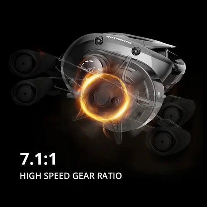 Gear ratio display with a high-speed gear ratio of 7.1:1 on a dark background