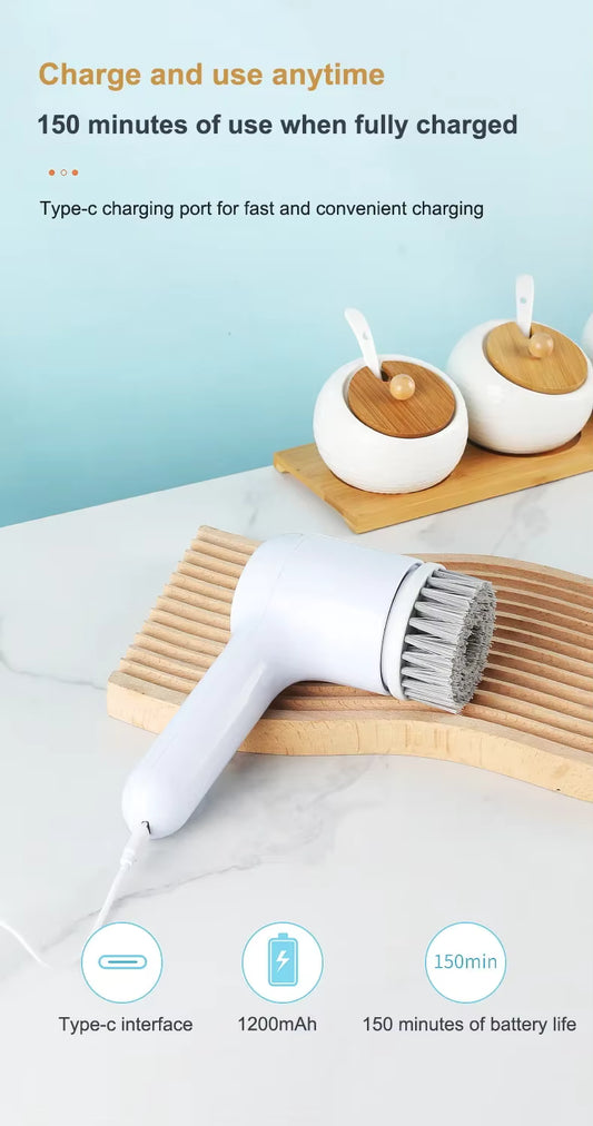 Electric Spin Scrubber | USB Rechargeable | 5 Brush Heads | Cordless Power Scrubber