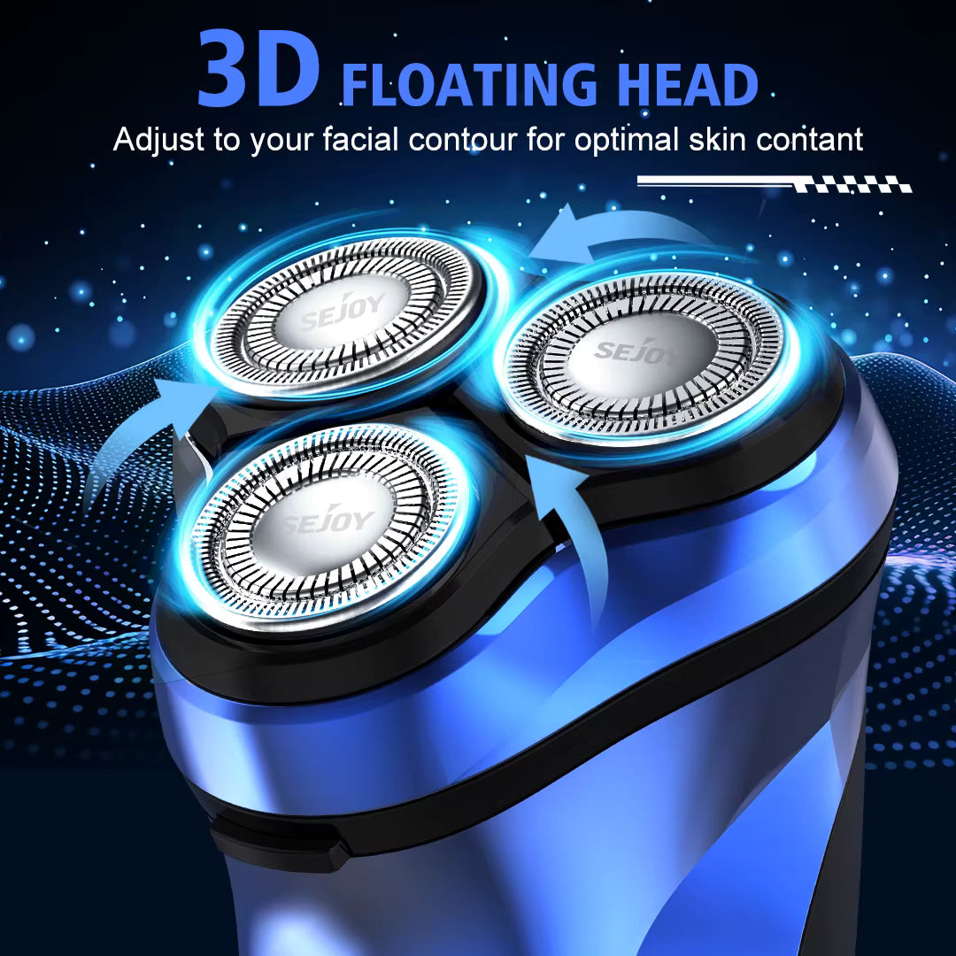 Men's Cordless Rotary Electric Shaver | Triple Blade, Wet/Dry, USB-C Fast Charge