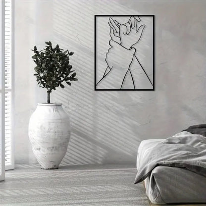 Romantic Couple Hand Metal Wall Art | Modern Love Silhouette Decor for Bedroom AEX