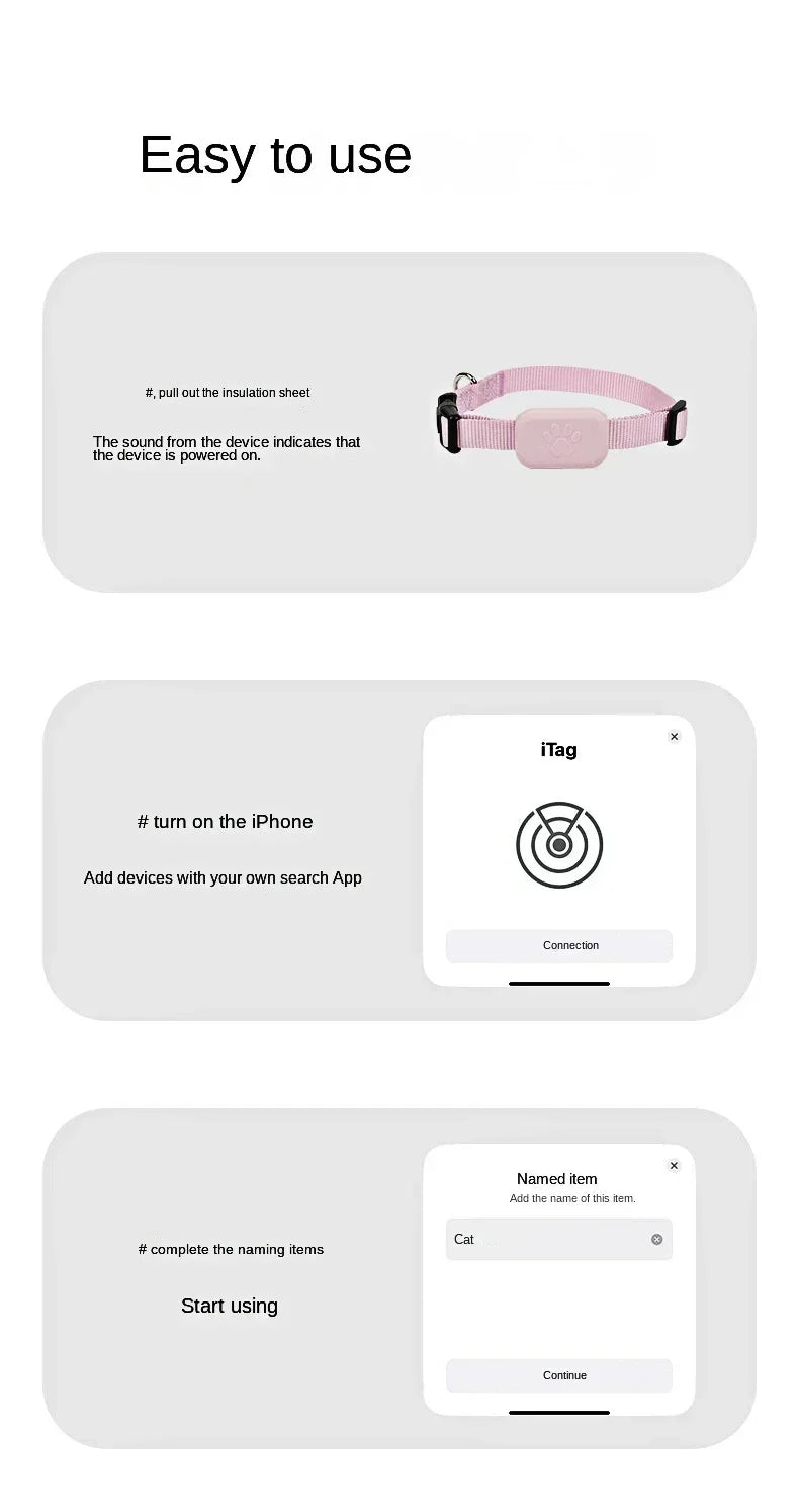 Pet GPS Tracker Collar – Anti-Lost Bluetooth Locator for Cats & Dogs