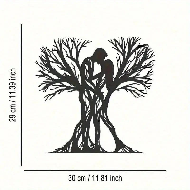 1PC Couple Tree Metal Wall Sculpture | Romantic Flower Design Living Room Decor AEX