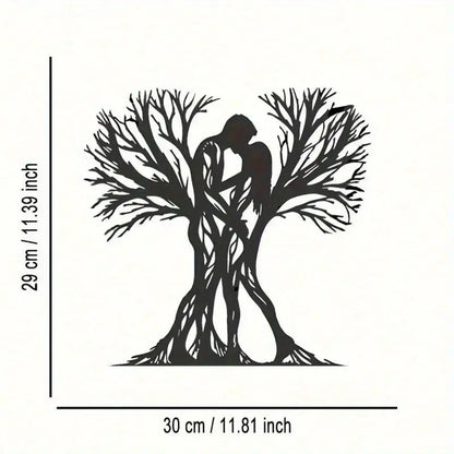 1PC Couple Tree Metal Wall Sculpture | Romantic Flower Design Living Room Decor AEX