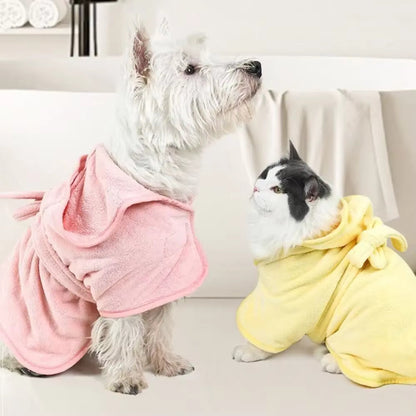 Super Absorbent Hooded Pet Bathrobe & Quick-Dry Towel | Dogs & Cats AEX Av8Store