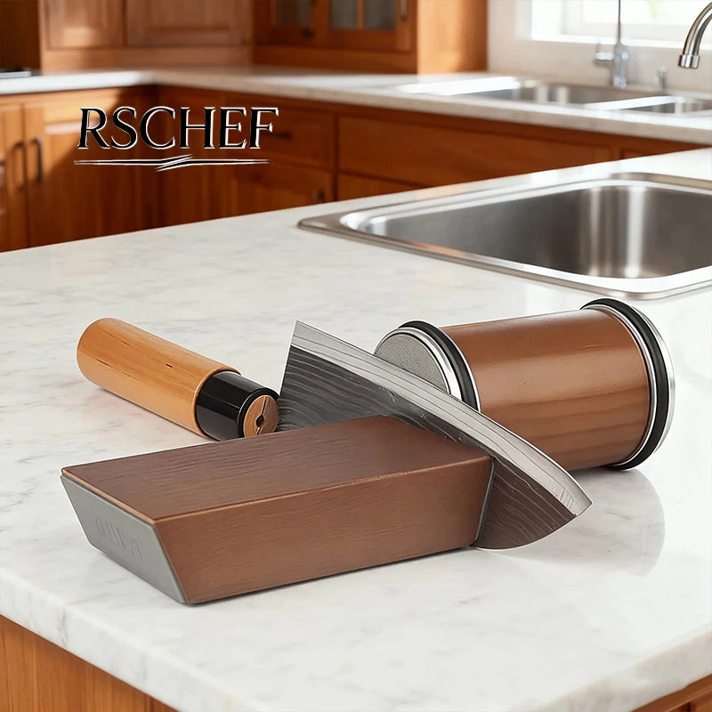 RSCHEF rolling knife sharpener and magnetic knife holder