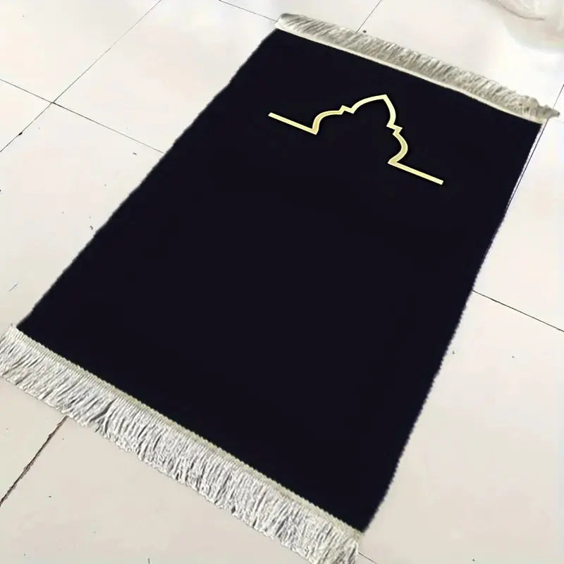 VIKAMA Black Gold Minimalist Arch Muslim Prayer Mat Portable Lightweight Carpet Rug AEX