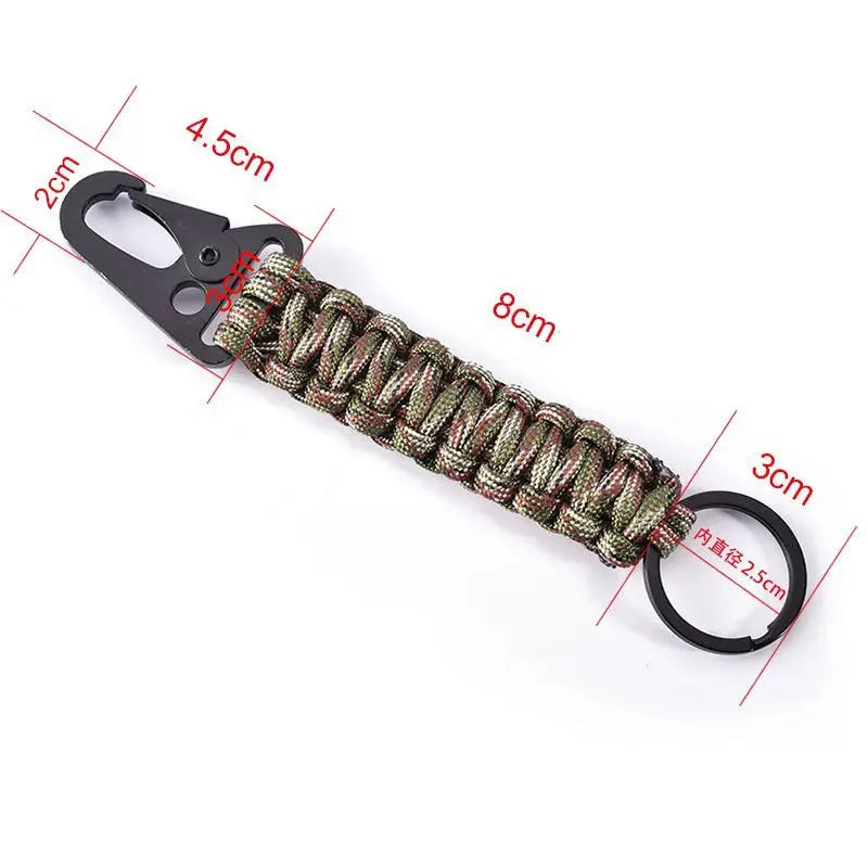 Outdoor Paracord Rope Keychain – EDC Survival Lanyard | Military Emergency Cord Key Chain for Hiking & Camping AEX