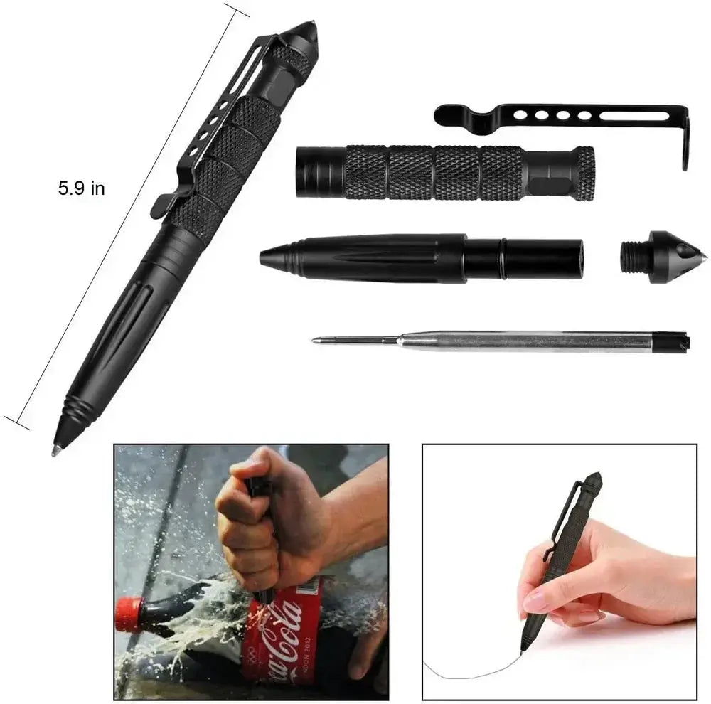 Military Tactical Pen – Multifunction Aluminium Alloy Survival Tool | Outdoor Camping Emergency Glass Breaker Pen AEX