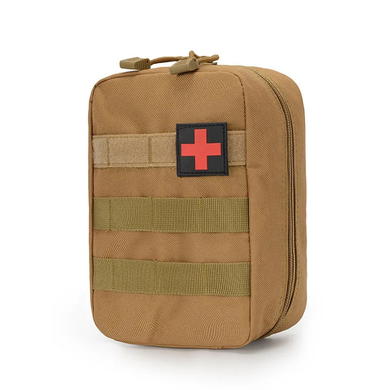 Khaki MOLLE first aid pouch front view