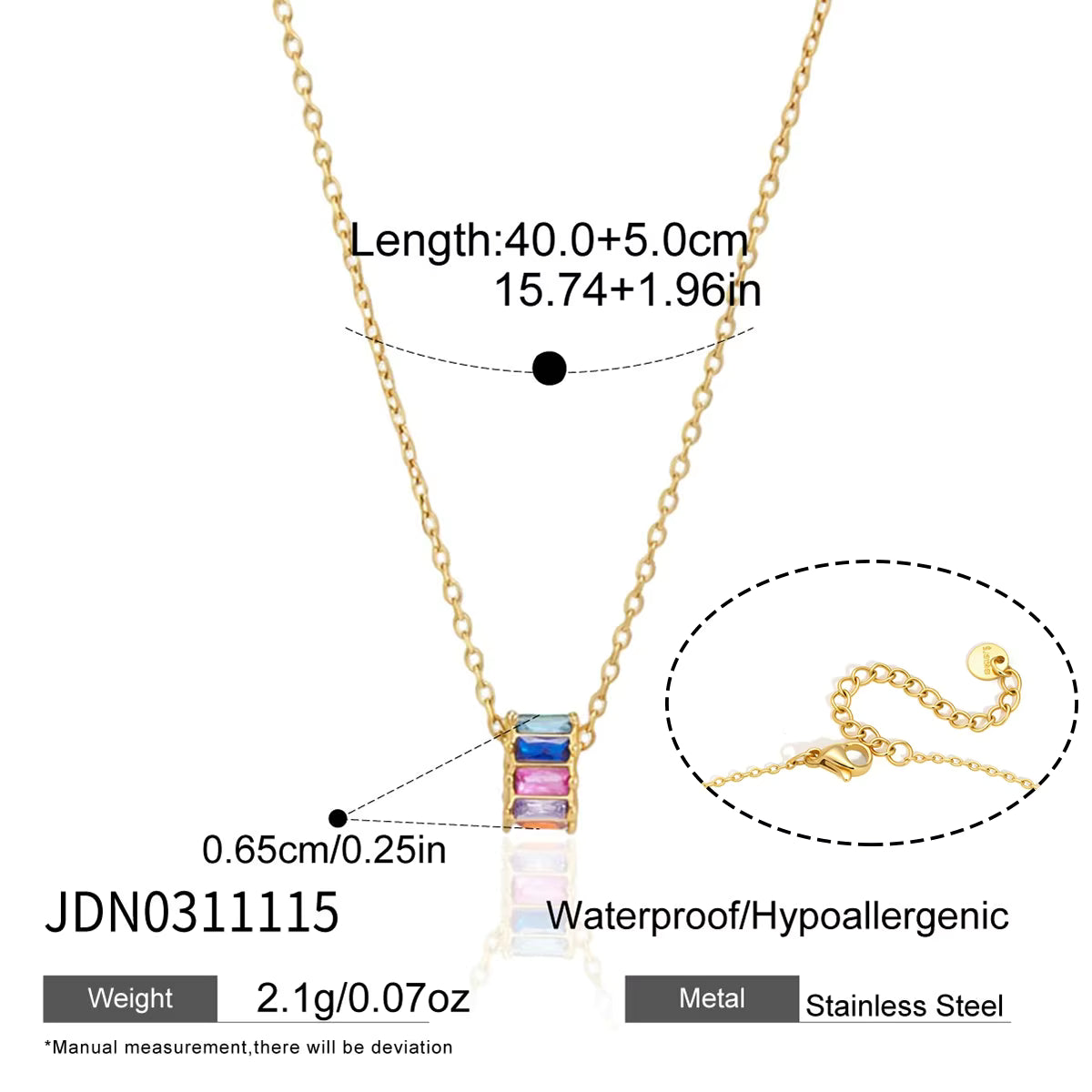 Women's Zircon Bead Pendant Necklace | 18K Gold Plated | Clear & Multicolour | Gift for Her AEX Av8Store