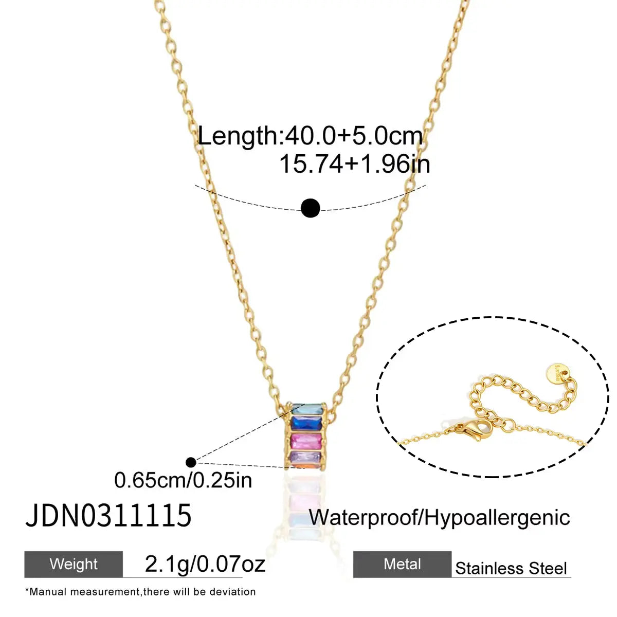 Women's Zircon Bead Pendant Necklace, 18K Gold Plated