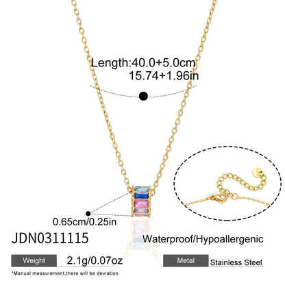 Women's Zircon Bead Pendant Necklace, 18K Gold Plated