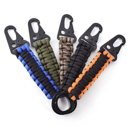 Outdoor Paracord Rope Keychain – EDC Survival Lanyard | Military Emergency Cord Key Chain for Hiking & Camping AEX
