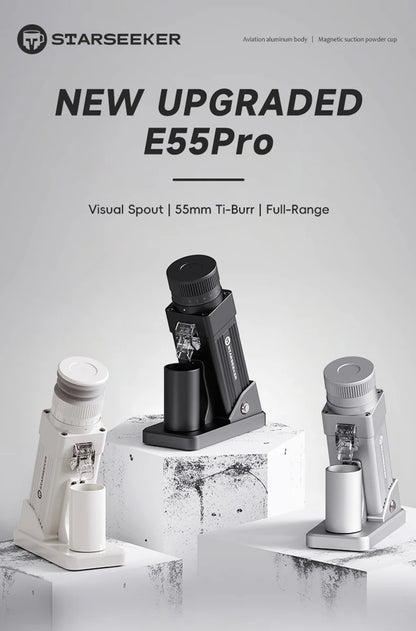 STARSEEKER E55Pro Coffee Grinder | 55mm Titanium Burr | Stepless Espresso Grinder