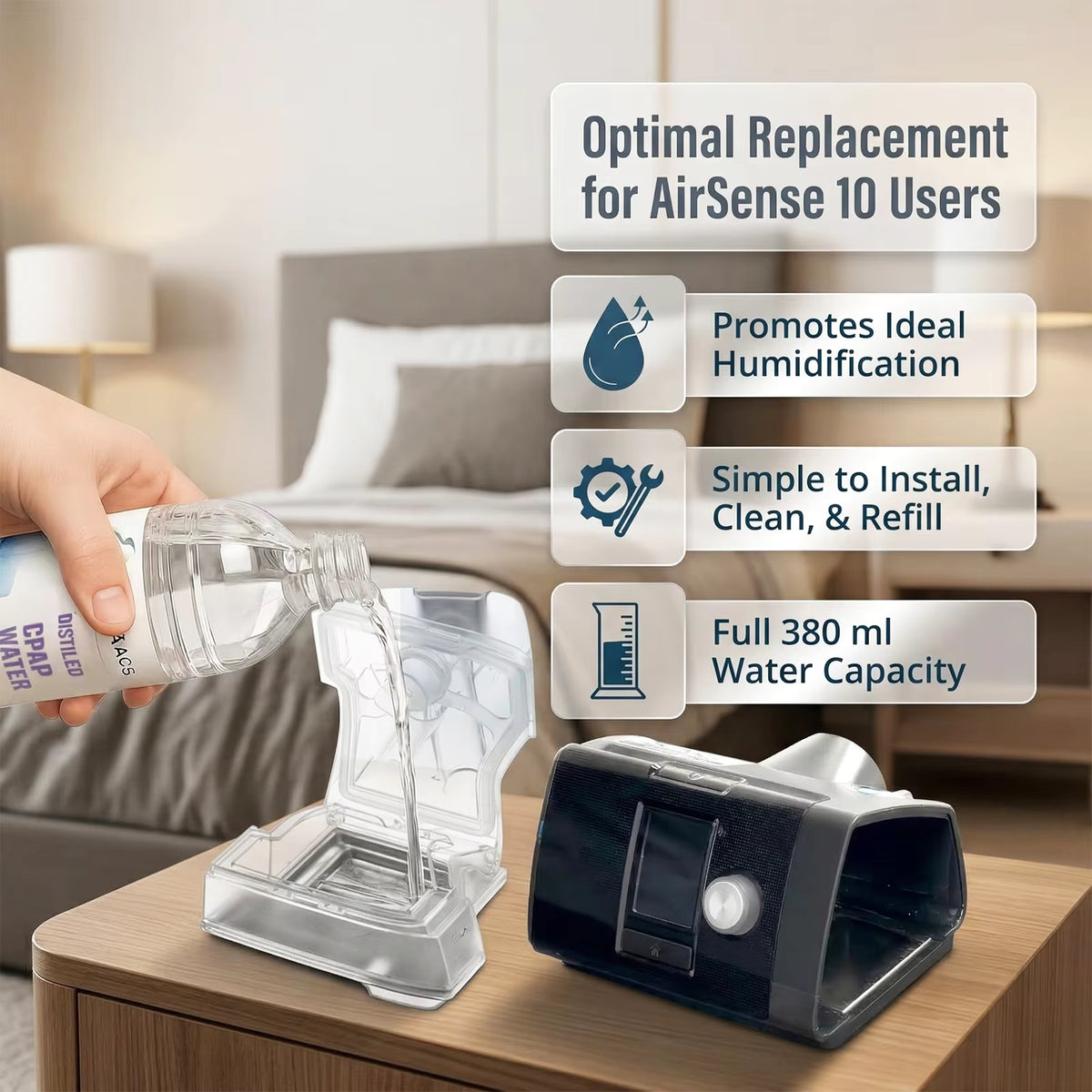 S10 Series Water Chamber Replacement for AirSense 10 AirCurve 10, Humidifier Tank, Filter Cotton Option Available Separately Airsense 10 Av8Store