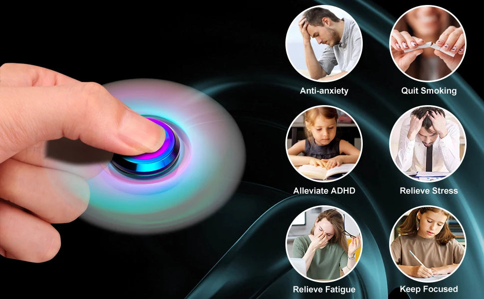 Rainbow UFO Fidget Spinner Metal Handheld Finger Toy Smooth Spin Gift AEX Av8Store