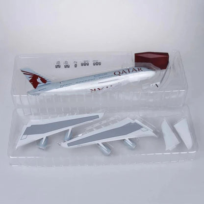 1/160 Scale A380 Qatar Airways Die-Cast Airplane Model 45.5cm – LED & Wheels