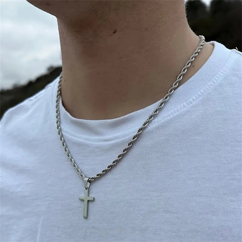 Minimalist Stainless Steel Cross Pendant Necklace – Gold | Men & Women