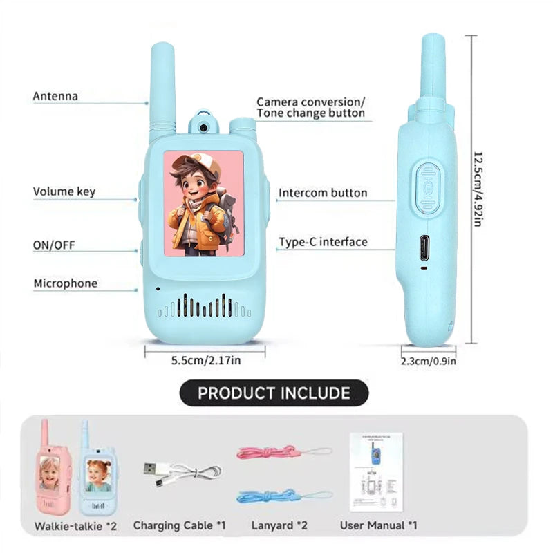 Kids Video Walkie Talkie Set 2-Pack | Rechargeable, HD Screen, 300m Range | Av8Store Australia AEX Av8Store