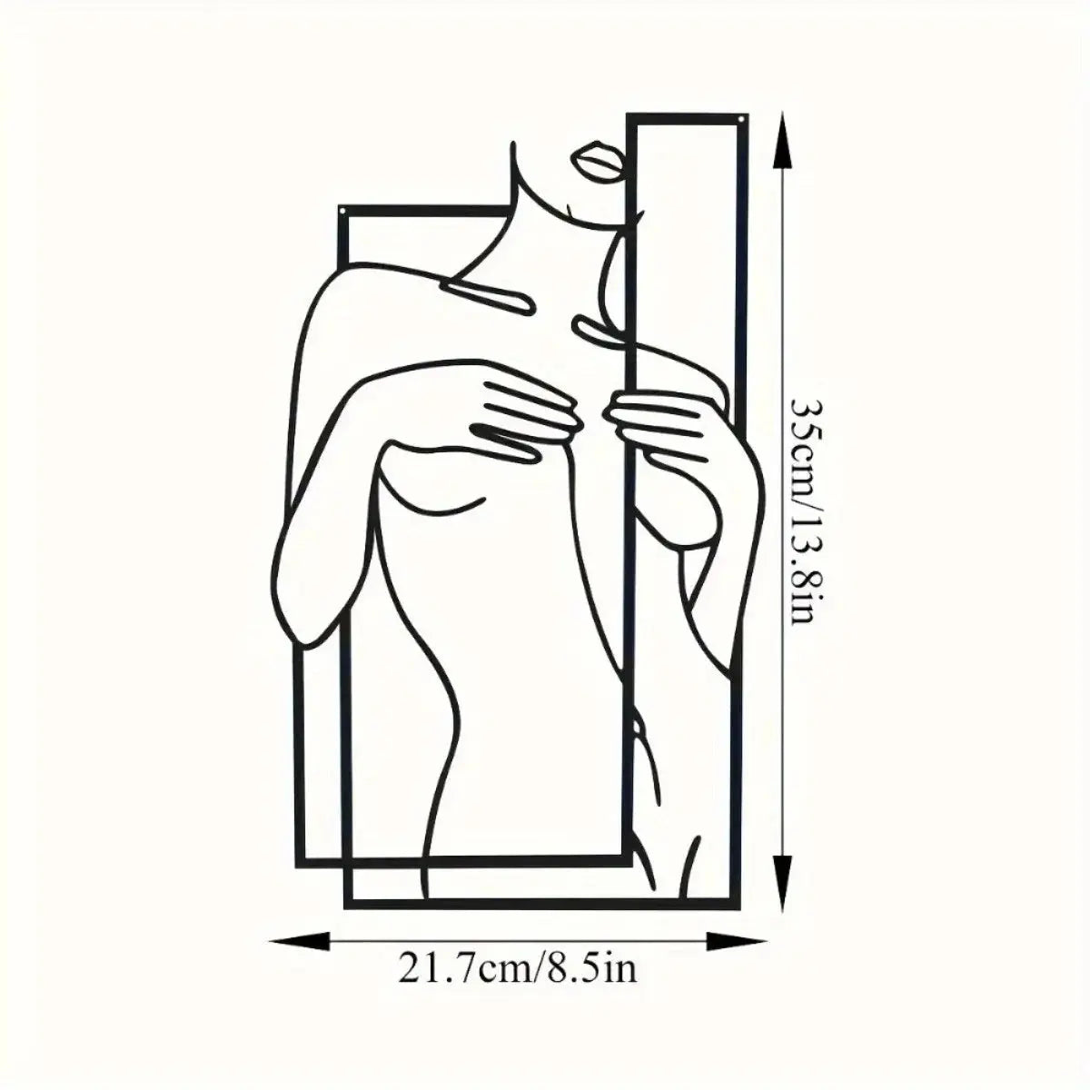Large Feminine Metal Line Art Mural | Minimalist Black Wall Sculpture Bathroom AEX