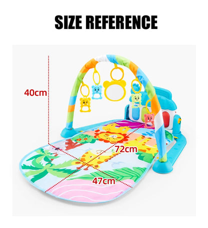 Baby play mat with size reference on a white background
