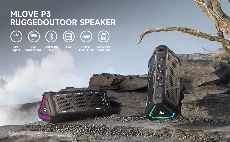 MLOVE P3 Outdoor Bluetooth Speaker | 40W, IP67, Bluetooth 5.3, RGB