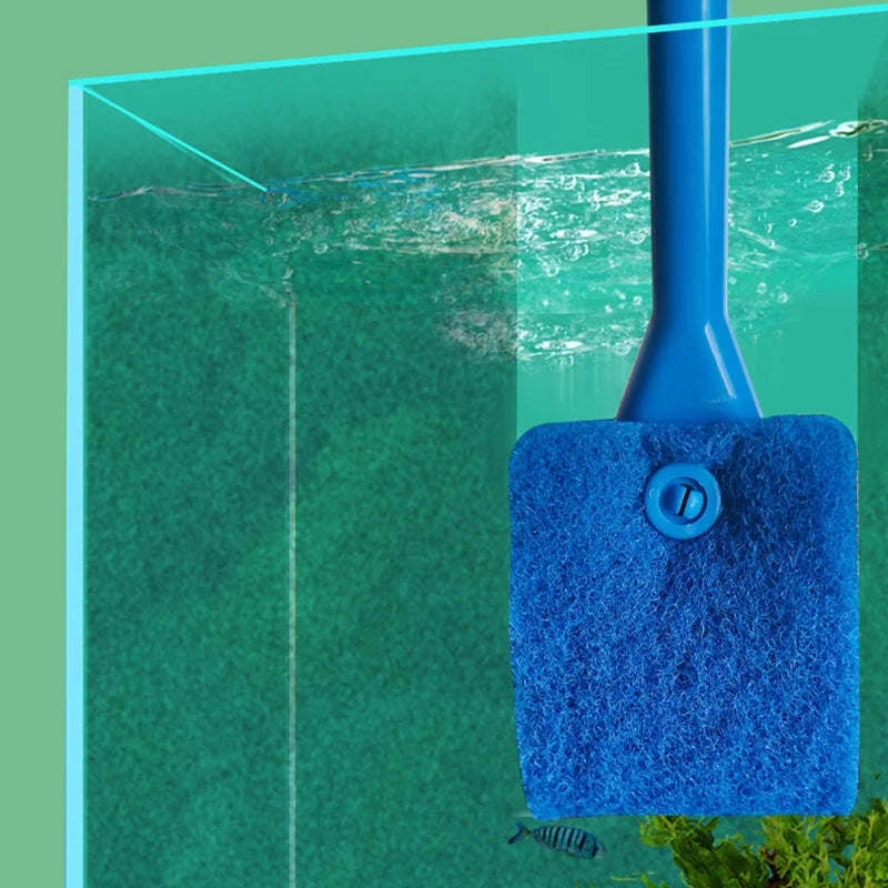 Fish Tank Cleaning Brush Long Handle Double‑Sided Aquarium Algae Scrubber Glass Cleaner Tool AEX Av8Store