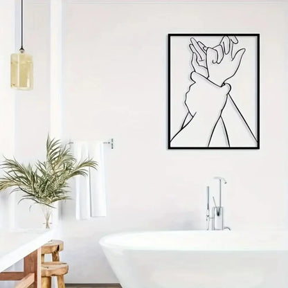 Romantic Couple Hand Metal Wall Art | Modern Love Silhouette Decor for Bedroom AEX