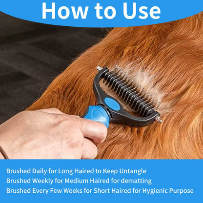 2-in-1 Pet Dematting & Deshedding Brush for Dogs & Cats