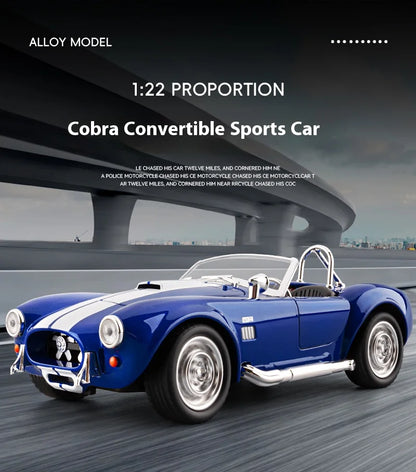 1:24 Shelby Cobra 1965 Convertible Diecast Model Sound Light Pull Back Toy AEX Av8Store