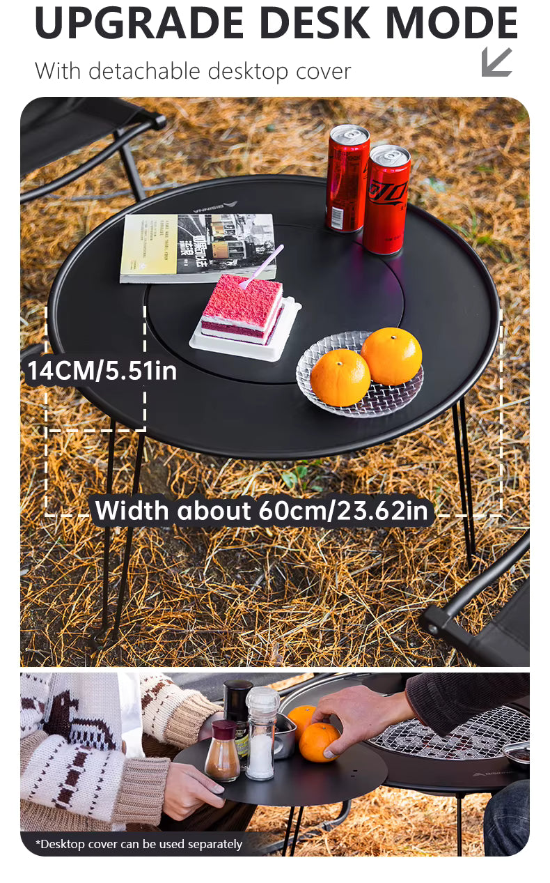 BISINNA Portable Folding Charcoal BBQ Grill & Camping Table | 4-in-1 Outdoor Stove