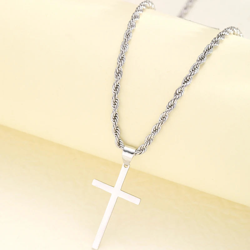 Minimalist Stainless Steel Cross Pendant Necklace – Gold | Men & Women