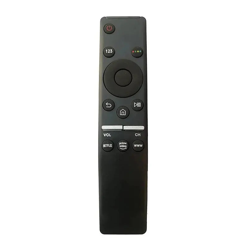 Black remote control on a white background