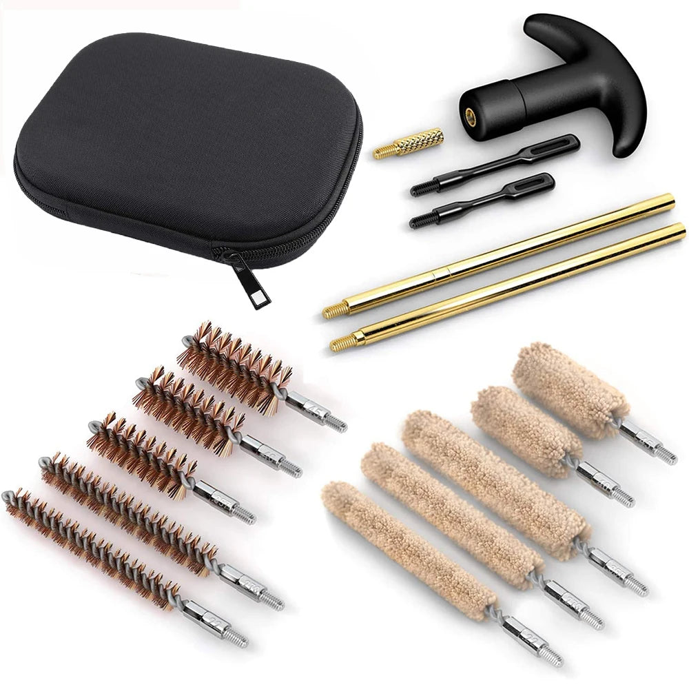 Tactical Pistol Cleaning Kit 16-Piece  | Universal 9mm .22 .357 .38 .40 .44 .45 | Compact Handgun Firearm Set
