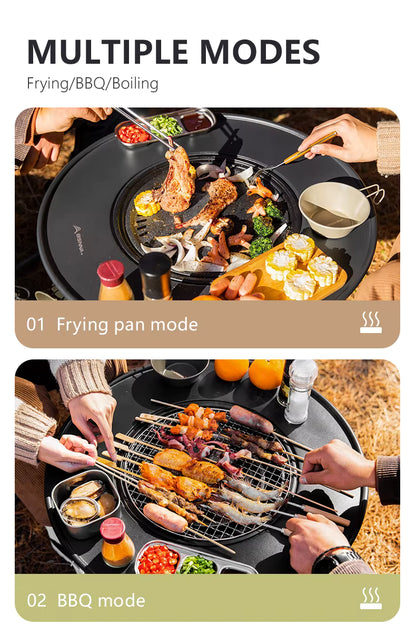 BISINNA Portable Folding Charcoal BBQ Grill & Camping Table | 4-in-1 Outdoor Stove
