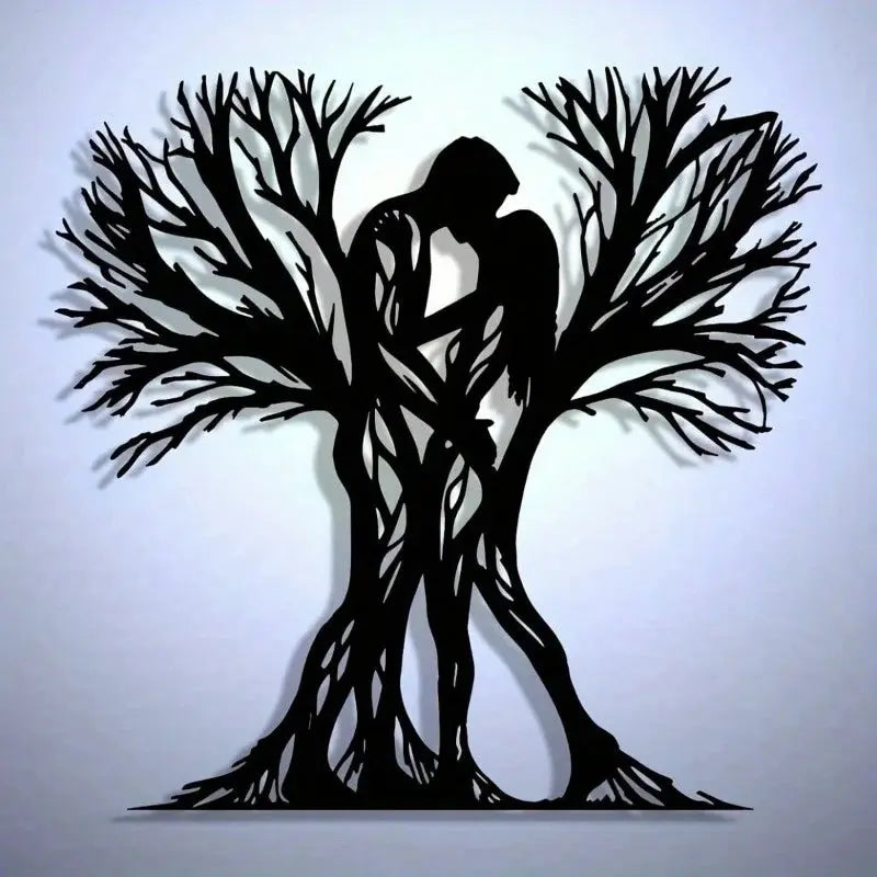 1PC Couple Tree Metal Wall Sculpture | Romantic Flower Design Living Room Decor AEX