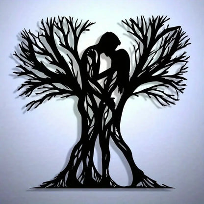 1PC Couple Tree Metal Wall Sculpture | Romantic Flower Design Living Room Decor AEX