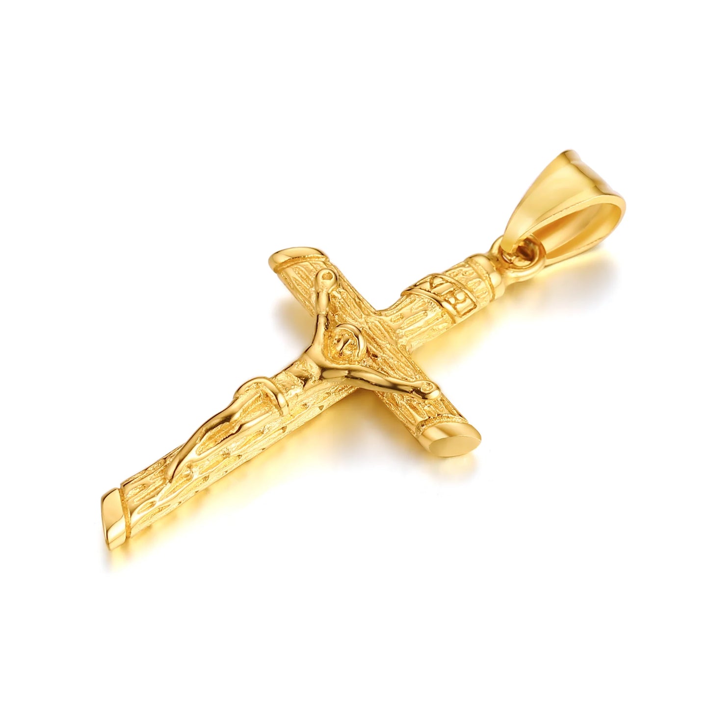 Stainless Steel Cross Necklace – Gold Jesus Pendant | Catholic Faith Jewellery