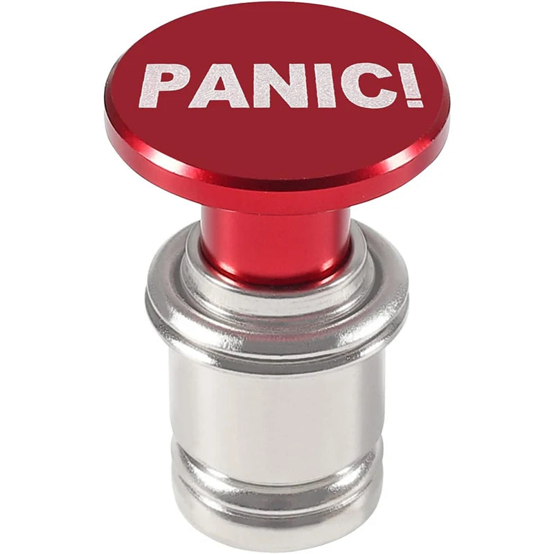 Red Panic push button 12V cigarette lighter replacement, anodised aluminium