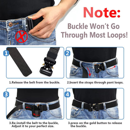 Unbranded Tactical Canvas Belt With Plastic Buckle 120cm Black