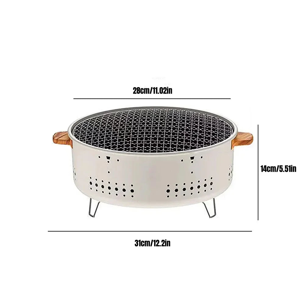Portable Korean Charcoal BBQ Grill | Stainless Steel Round Split Stove | Non-Stick | Camping & Outdoor AEX Av8Store