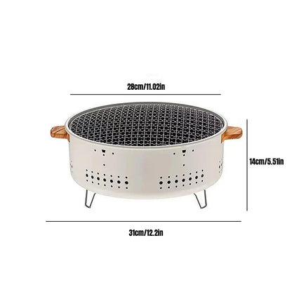 Portable Korean Charcoal BBQ Grill | Stainless Steel Round Split Stove | Non-Stick | Camping & Outdoor AEX Av8Store