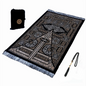 Black Turkish Muslim Prayer Rug Chenille Washable Ramadan Mat Portable 70×110cm AEX