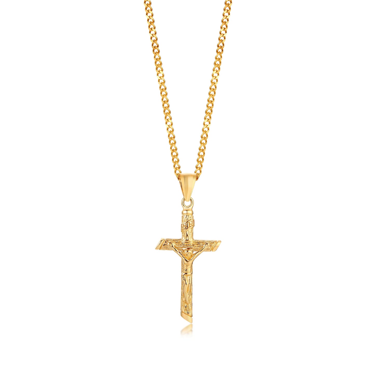 Stainless Steel Cross Necklace – Gold Jesus Pendant | Catholic Faith Jewellery