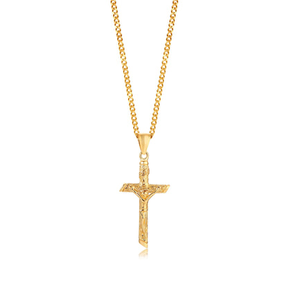 Stainless Steel Cross Necklace – Gold Jesus Pendant | Catholic Faith Jewellery